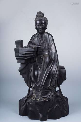 A Chinese Rosewood Guanyin Statue