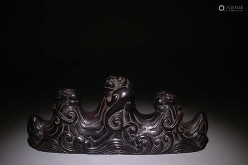 Late Qing Dynasty Rosewood Mountain Brush Rack