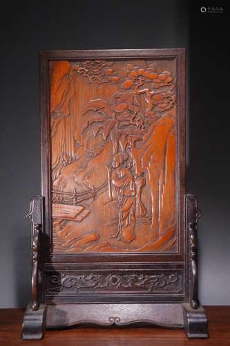 Qing Dyansty Rosewood Carving Bamboo Table Pleaque