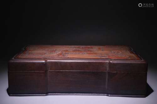 Late Qing Dynasty Rosewood Carving Bamboo Arm Rest