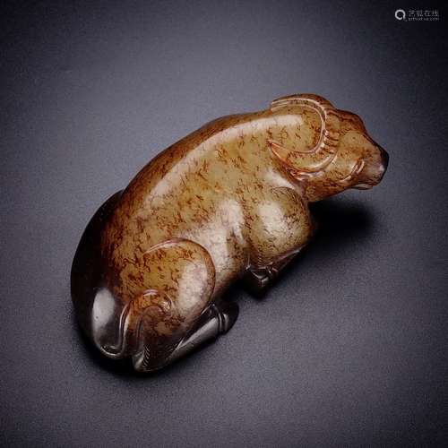 A Chinese Hetian Jade Material Bull Ornament