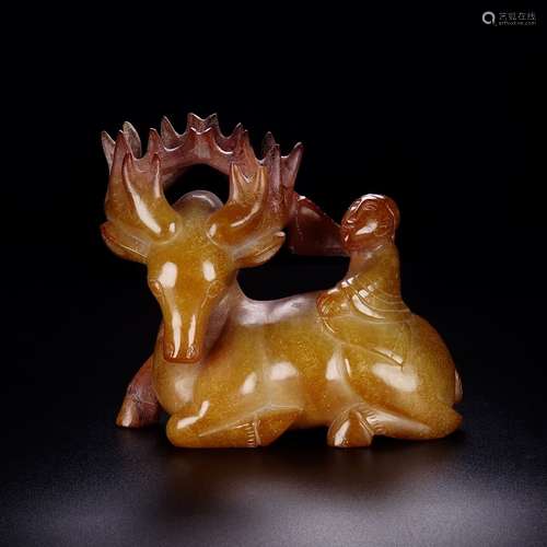 A Chinese Hetian Jade Material Deer Ornament