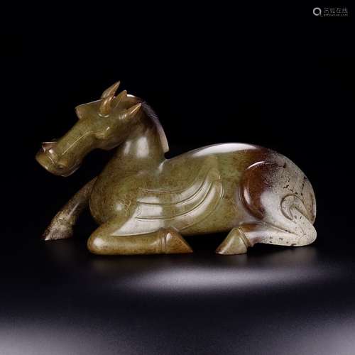 A Chinese Hetian Jade Material Horse Ornament