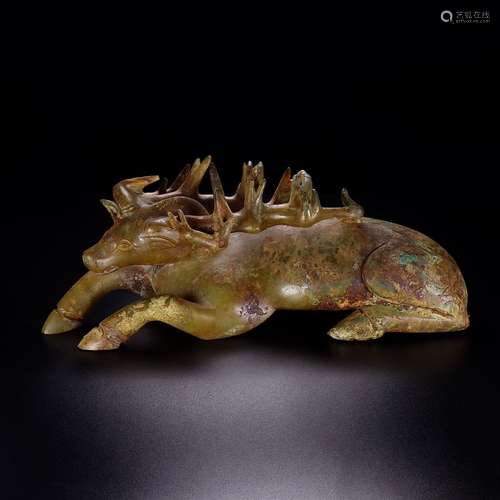 A Chinese Hetian Jade Material Deer Ornament