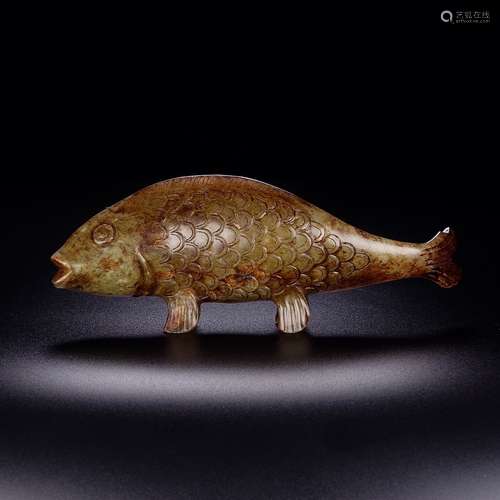 A Chinese Hetian Jade Material Fish Ornament