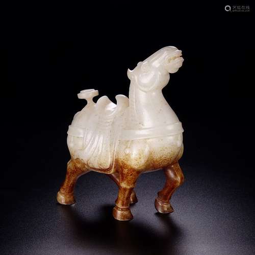 A Chinese Hetian Jade Material Horse Ornament