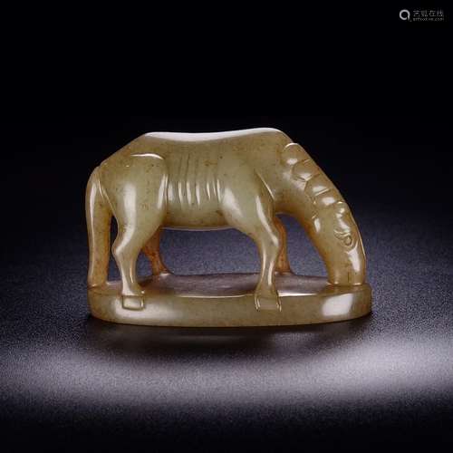 A Chinese Hetian Jade Material Horse Ornament