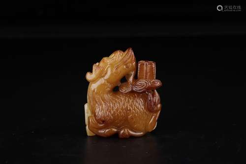 A Chinese Hetian Jade Beast Ornament