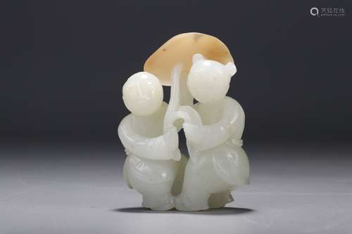 A Chinese Hetian Jade Figure Hand Piece