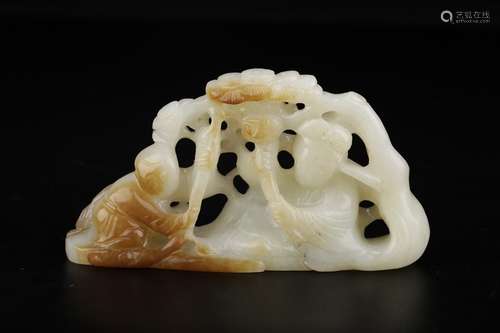 A Chinese Hetian Jade Figure Story Ornament