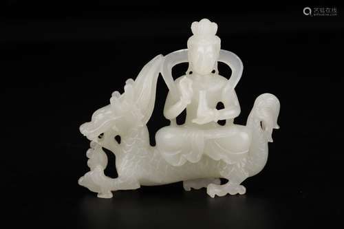 A Chinese Hetian Jade Guanyin Ornament