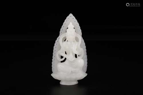 A Chinese Hetian Jade Guanyin Ornament