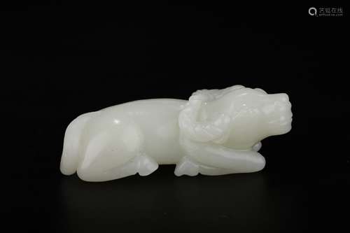 A Chinese Hetian Jade Bull Ornament