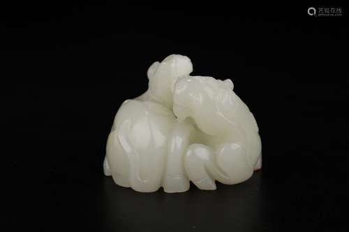 A Chinese Hetian Jade Horses Ornament