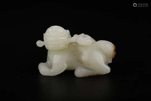 A Chinese Hetian Jade Beast Ornament