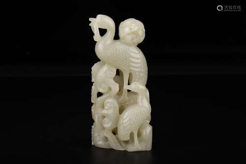 A Chinese Hetian Jade Floral&Bird Ornament