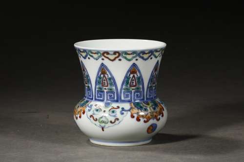 A Chinese Porcelain Doucai Container