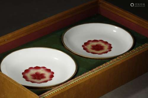Pair Of Chinese Porcelain Famille Rose Lotus Plates