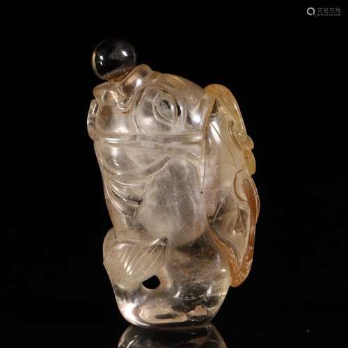 A Chinese Crystal Fish Shaped Ornament