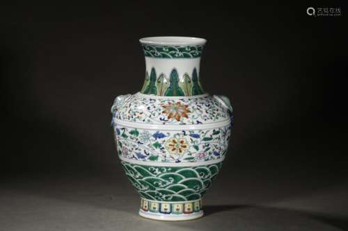 A Chinese Porcelain Doucai Floral Zun