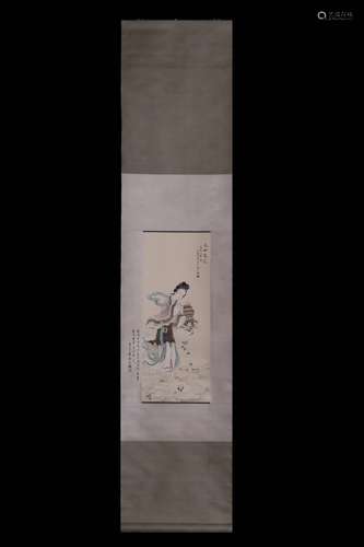 A Chinese Painting of Figure, Lu Xiaoman Mark