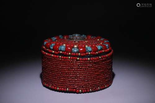 Tibetan Carving Turquoise Jewelry Box