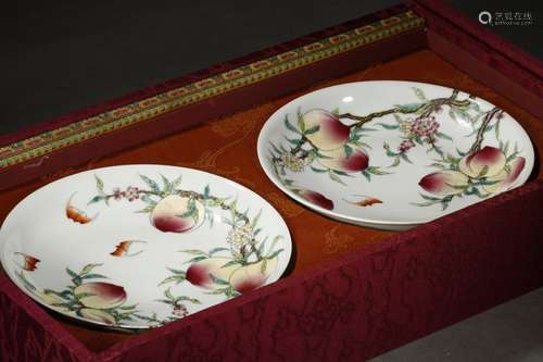 Pair Of Chinese Porcelain Famille Rose Plates