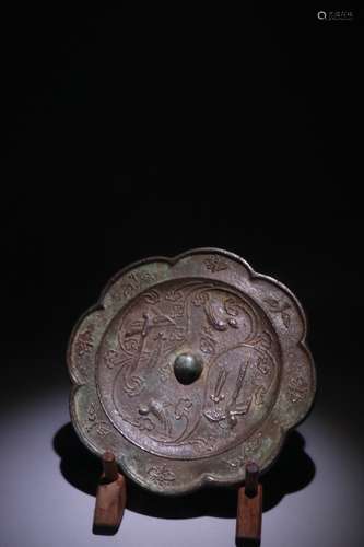 A Chinese Qing Floral Bronze Mirror