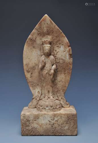 A Chinese Stone Budhha Statue