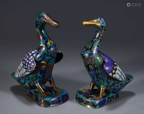 A pair of Chinese Cloisonne Ducks