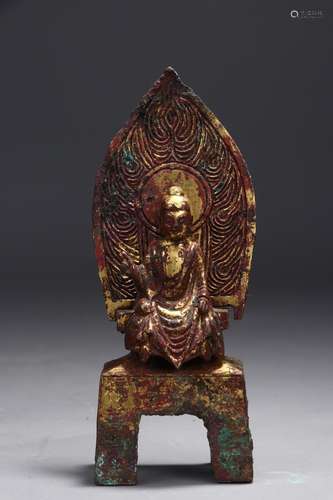 A Chinese Gilt Bronze Gautama Buddha Statue