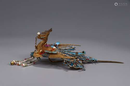 A Chinese Gilt Silver Phoenix Hairpin