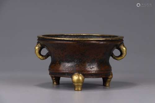 A Chinese Gilt Bronze Censor