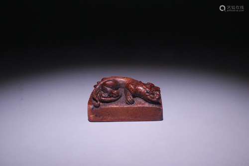 Old Bamboo Carving Dragon Seal