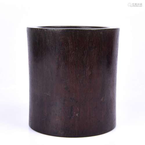 Carved Zitan Wood Brush Pot
