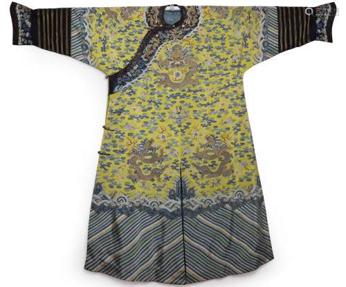 Qing Dyn. Yellow-Ground Silk Kesi Dragon Robe
