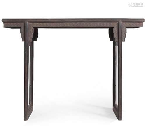 Chinese Carved Zitan Wood Altar Table