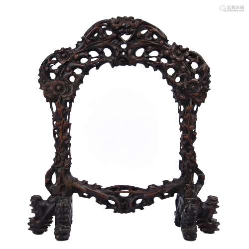 Intricately Carved Chinese  Wood Stand