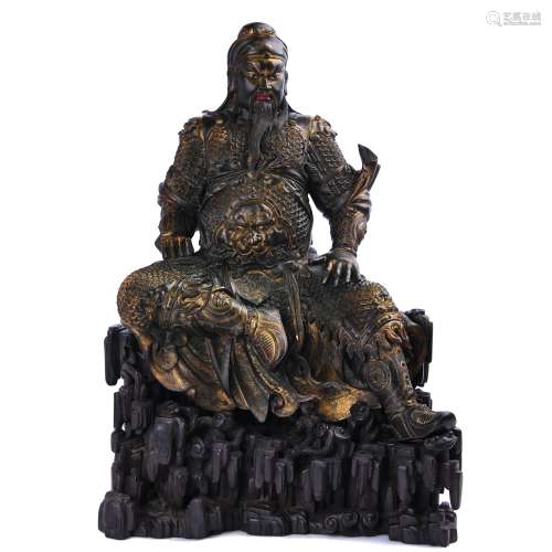 Large Gilt Bronze Figure Of Guan Gong