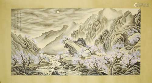 Chinese Painting Of A River And Mountains