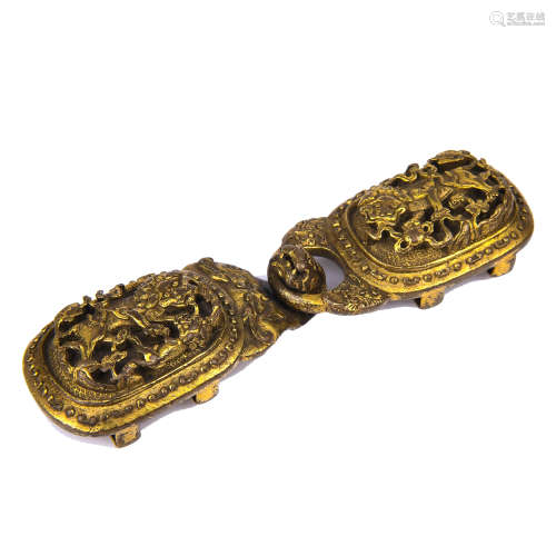 Ornate Chinese Bronze Belt Buckle