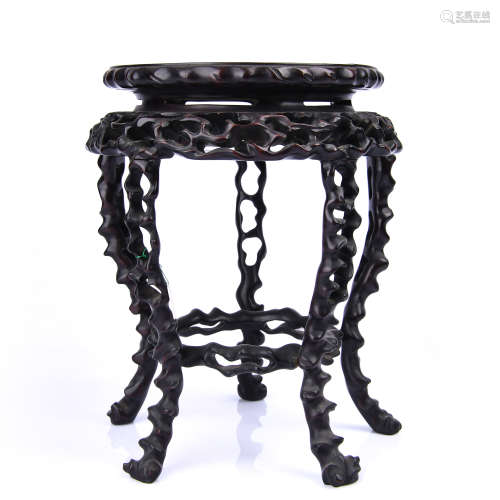 Chinese Carved Wood Plant Stand