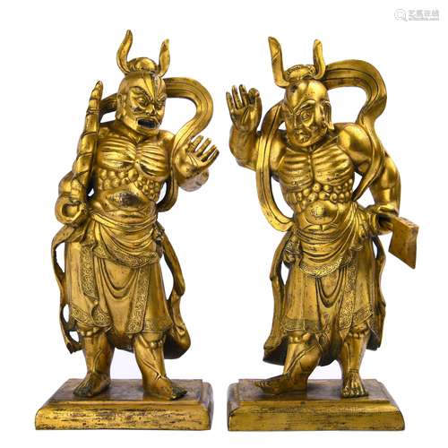 Gilt Bronze Figure Of Two Warriors