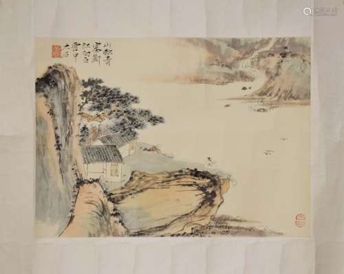 Chinese Painting of Man On a Mountain