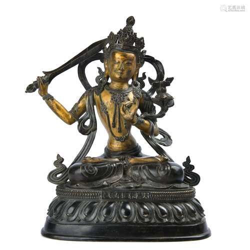 Gilt Bronze Figure Of Manjushri