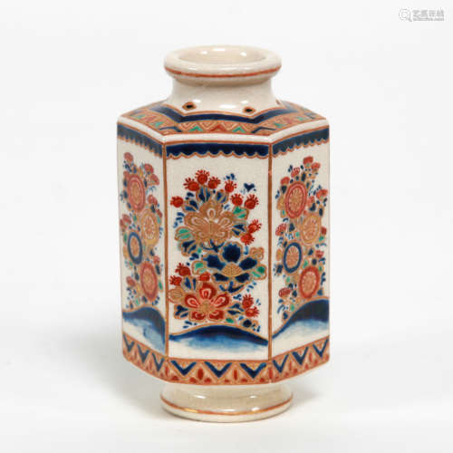 Imperial Satsuma Hexagonal-Shaped Vase, Meiji period.
