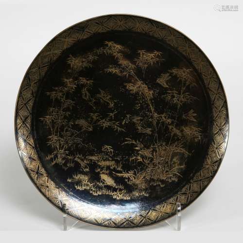 Japanese Gilt & Signed Bronze Charger, Meiji Period