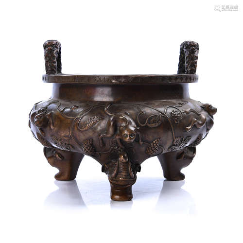 Bronze Tripod Beast Censer With Mark