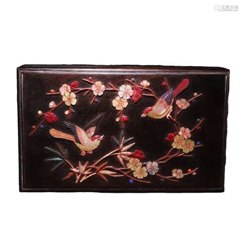 A Chinese Flower&Bird Pattern Red Sandalwood Jewel box