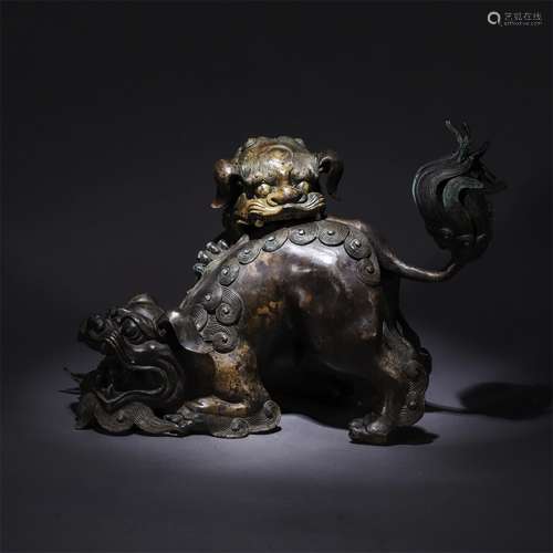 A Chinese Lion Shaped Bronze Incense Burner